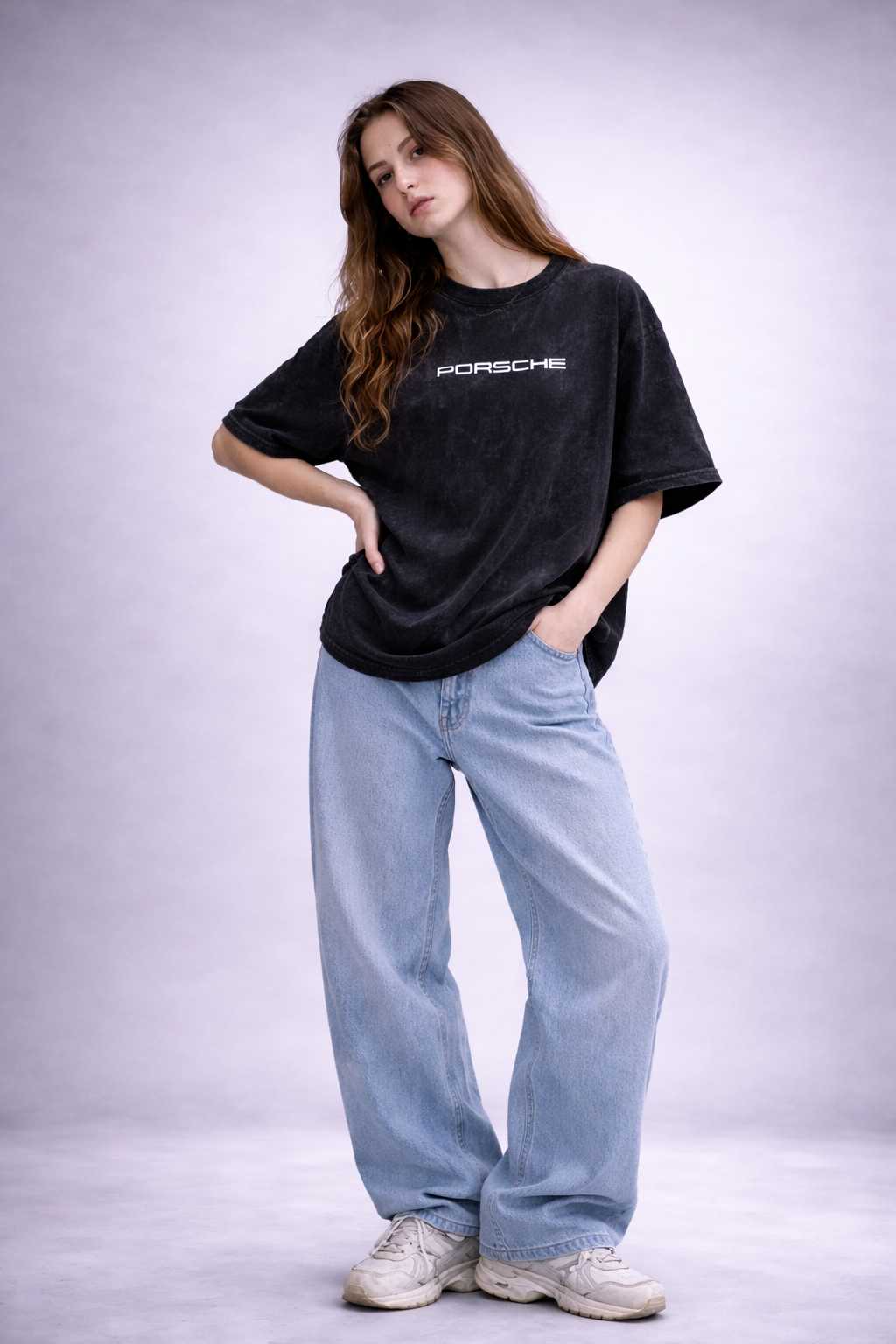 Porshe  Acid Wash Graphic Tee